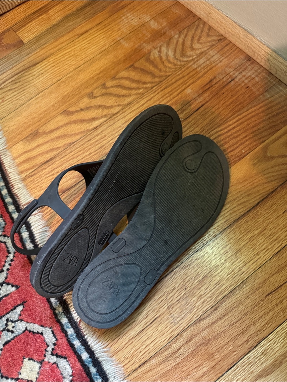 Zara brown rubber Women's Slingback Thong Sandals 39 8.5 - Picture 3 of 3